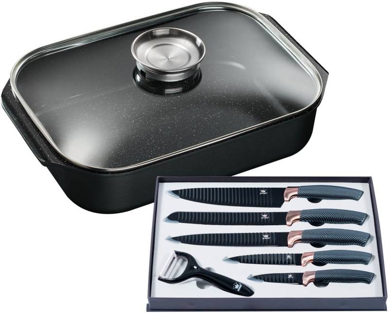 KING Bräter, Aluminiumguss (Set, 8-tlg), Bräter-/Schmortopf+Glasdeckel,Keramikbeschichtung»Fusion« von KING