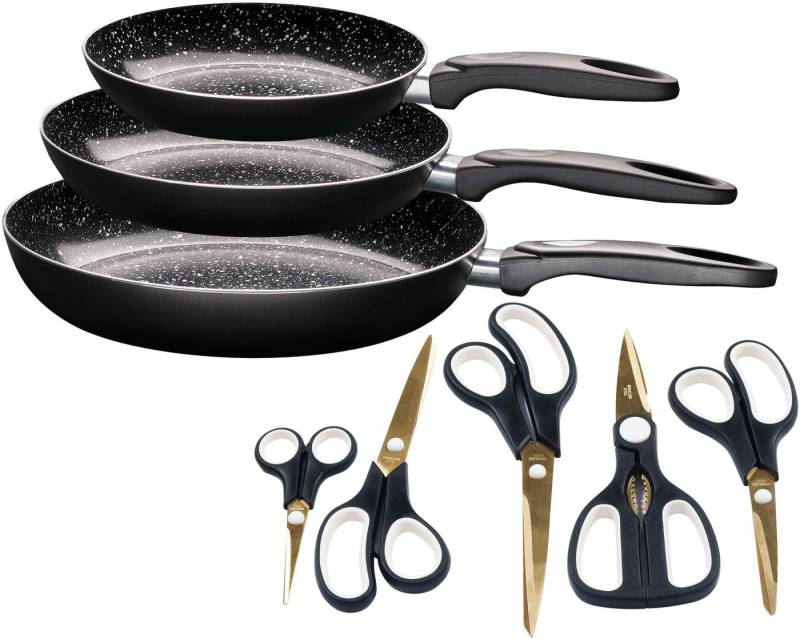 KING Pfannen-Set Küchenstart, Aluminium (Set, 8-tlg., 5 Scheren, 3 Pfannen), Induktion, Keramikbeschichtung von KING