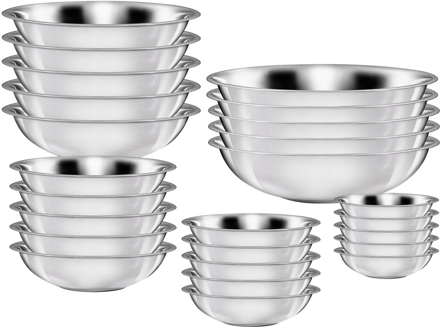 KING Schüssel, Edelstahl, (Set, 50-tlg), ineinander stapelbar, 16/20/22/24/28 cm von KING