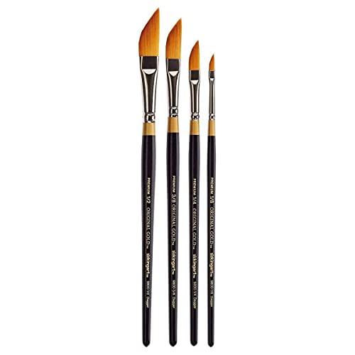 KINGART B-026 Original 9800 Dolch Striper Pinselset Premium Golden Taklon Multimedia Künstlerpinsel, Set mit 4 Größen Pinsel, Schwarz, Set of 4, 4 Count von KINGART