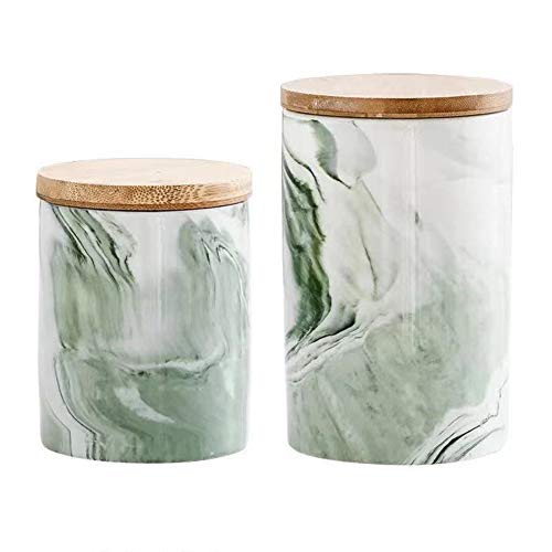KINGBOO Keramik-Vorratsdosen mit Deckeln, 2 Stück, luftdicht, für die Küche, Lebensmittelbehälter, grün von KINGBOO