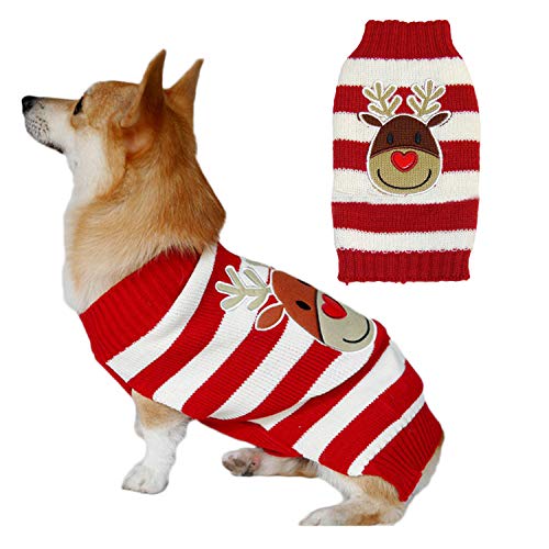KINGBOO Winterpullover für Hunde, Elch, gestrickt, für Hunde, Katzen, warm, Größe XXL, Rot von KINGBOO