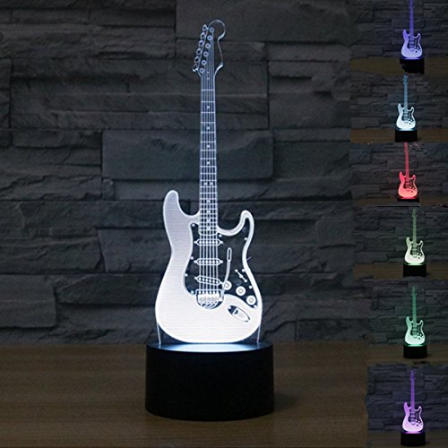 KINGCOO 3D LED Lampe Nachtlicht, Visualisierung Amazing Optische Täuschung Touch Control Light 7 Farben ändern Schreibtischlampen für Kinderzimmer Decoration, (E-Gitarre) von KINGCOO