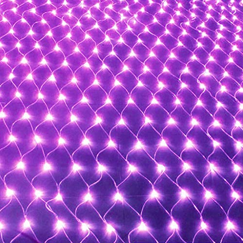 KINGCOO 100LED Lichternetz Lichtervorhang, Wasserdicht 1,1Mx1,1M 8 Modi Solar Vorhang Licht Sternen Lichterketten Nachtlicht für Weihnachten Party Hochzeit Garten Wanddekorationen (Lila) von KINGCOO