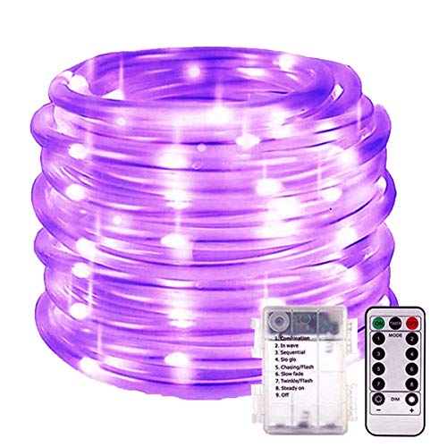 KINGCOO 100LED Lichterschlauch Seil Lichter, Wasserdichte 33ft/10M 8 Modi Batteriebetriebene Streifen Fee Lichterketten für Innen/Außen Garten Weihnachten Dekolicht(Violett) von KINGCOO