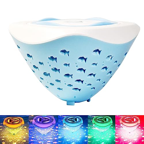 KINGCOO Badewanne Schwimmendes Lampe, Multicolor Fisch Muster Projektor Schwimmbad Unterwasser Lichter Batteriebetrieben für Kinder Badezimmer Spielzeug Teich Weihnachts Party Dekoration (1pcs) von KINGCOO