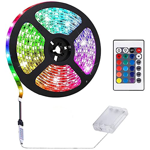 KINGCOO Batteriebetriebene LED Streifen Lichter mit 24 Tasten Fernbedienung,DIY TV Hintergrund Seil Streifen Licht Innen und Außen Party Dekoration (1PCS, 3M 180LED) von KINGCOO