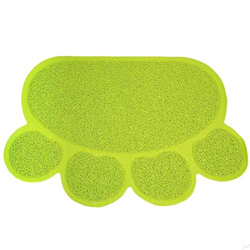 KINGCOO Haustier Katzenstreu Box Mat, wasserdichte Elastische PVC Paw Shaped Katzentoilette Vorleger Wurf Trapper Decke Mat Für Katzen Hund,45 x 60CM (Grün) von KINGCOO