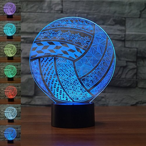 KINGCOO LED Lampe Nachtlicht, Magical 3D Visualisierung Amazing Optische Täuschung Touch Control Light 7 Farben ändern Schreibtischlampen für Kinderzimmer Home Decoration Best Geschenk (Volleyball) von KINGCOO