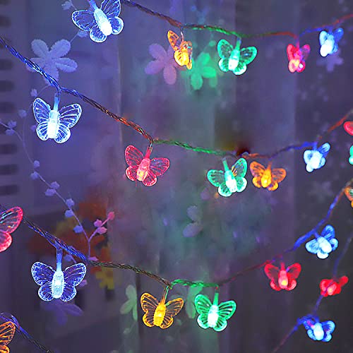 KINGCOO LED Schmetterling Lichterkette Batteriebetrieben Dekoleuchte für Außen Innen Zuhause Geburtstag Sommer Garten Hochzeit Party Weihnachten Dekor (3M 20LED Schmetterling Mehrfarbig) von KINGCOO