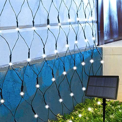 KINGCOO Net Mesh Lichterketten, wasserdicht 200 LEDs 3m * 2m 8 Modi Solar Net Lichterketten Weihnachtsbaum Wrap Hochzeit Dekorative Lichter für Fenster Wand Schatz Hintergrund Strand (Weiß) von KINGCOO