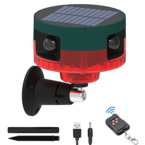 KINGCOO Solar Alarm Licht, Wasserfest 360°PIR Bewegungsmelder LED Blinklicht Warnleuchte Sicherheit Alarmanlage,129db Laute Sirenentöne Geeignet für Garten Bauernhof Scheune Hof Villa (Rot) von KINGCOO