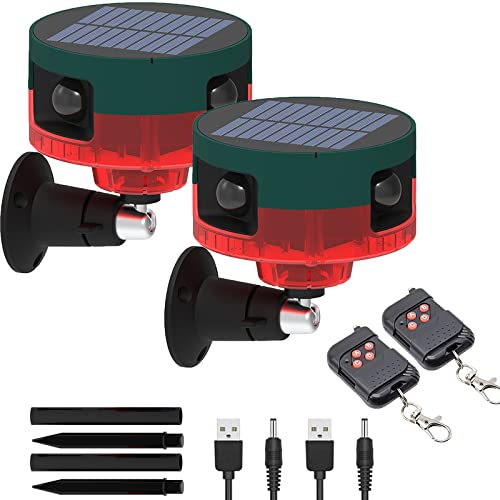 KINGCOO Solar Alarm Licht, Wasserfest 360°PIR Bewegungsmelder LED Blinklicht Warnleuchte Sicherheit Alarmanlage,129db Laute Sirenentöne Geeignet für Garten Bauernhof Scheune Hof Villa (Rot 2PCS) von KINGCOO