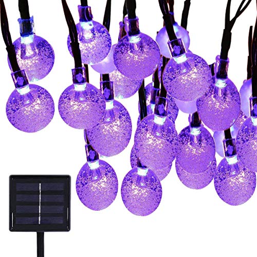 KINGCOO Solar Kristallbälle Lichterkette,6M 30LED Kugel Solar Außenlichterkette Wasserdicht Deko für Garten Party Hochzeit Weihnachtsbeleuchtung (Lila) von KINGCOO