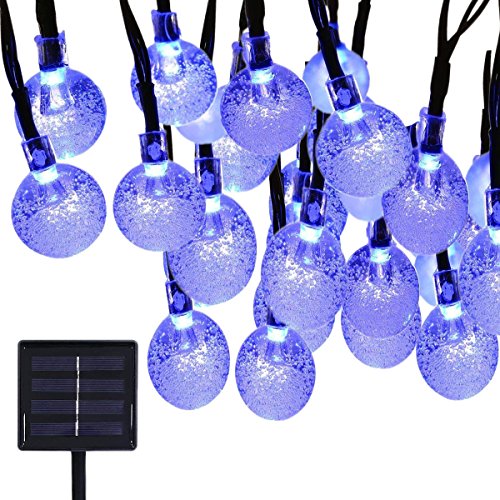 KINGCOO Solar Lichterkette, 6M 30LED 2 Modus Solarbetrieben Kugel Außenlichterkette Wasserfest Weihnachten Dekoration für Garten Haushalt Party Hochzeit Weihnachtsbeleuchtung(Blau) von KINGCOO