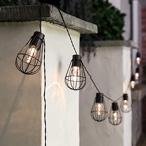 KINGCOO Solar Lichterkette Außen, Wasserdicht 3.8M 10LED Glühbirnen Vintage Metall Lampion Laterne Ambiente Lichterkette Aussen Beleuchtung Dekoration für Garten Innen Hochzeit Party Weihnachten von KINGCOO