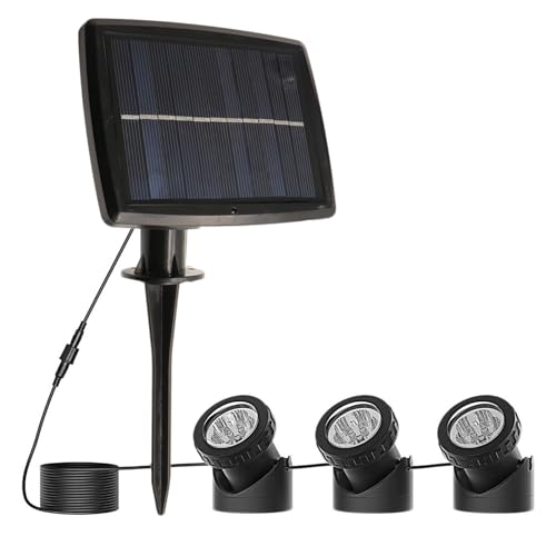 KINGCOO Solar-Unterwasser-Teichlicht, wasserdicht, tauchfähige Lampen, Projektor-Licht, 18 LED-Strahler, Fischtank-Licht für Garten, Pool, Hof, Landschaft, Außenbeleuchtung, Dekoration (kaltweiß) von KINGCOO