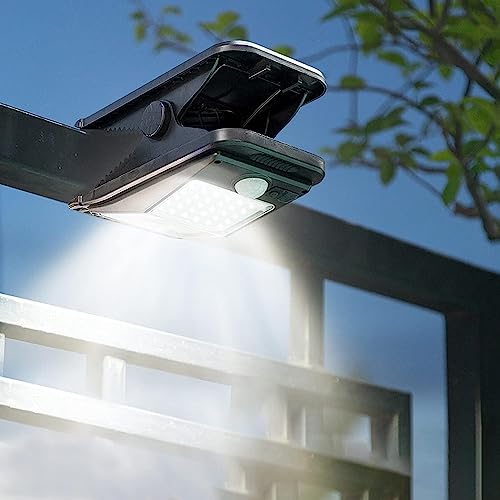 KINGCOO Solarlampen Bewegungsmelder für Außen, Tragbare Wasserdicht 72LED Clip Solarleuchten Camping Zeltlicht Wand Sicherheitsleuchten für Deck Zaun Garage Wandern Garten Notbeleuchtung (Weiß) von KINGCOO