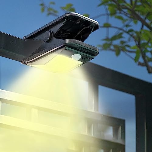 KINGCOO Solarlampen Bewegungsmelder für Außen, Tragbare Wasserdicht 72LED Clip Solarleuchten Camping Zeltlicht Wand Sicherheitsleuchten für Deck Zaun Garage Wandern Garten Notbeleuchtung(Warmweiß) von KINGCOO