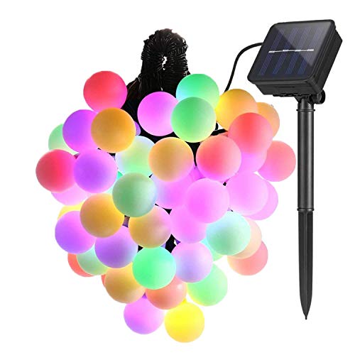 KINGCOO Wasserdicht LED Globe Lichterkette, 23ft/7M 50 LED Solar Kugel Lichterkette,Innen und Außen Deko Glühbirne,Weihnacht Sbeleuchtung für Hochzeit,Party,Weihnachtsbaum (Bunt) von KINGCOO