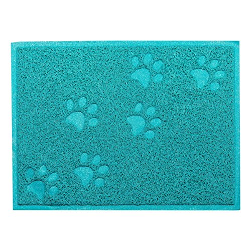 KINGCOO Katze Wurfkiste katzenstreu Matte, wasserdichte Katzentoilette Wurf Matte Fänger Trapper Tisch Lebensmittel Matte für Hund Katze,PVC 30 x 40 cm (Blau) von KINGCOO