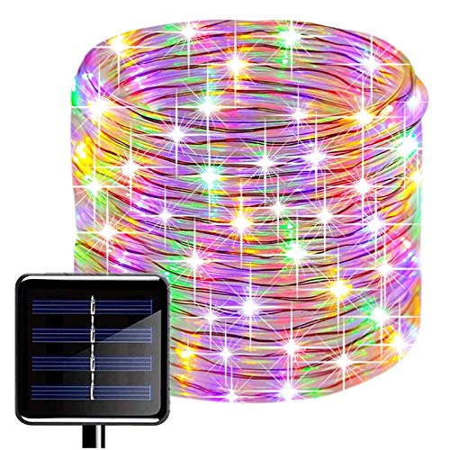 KINGCOO LED Schlauch Lichterkette, Wasserdicht 39 ft/12 m 100 LED Solarlichterkette Röhrenlicht Seil Kupferdraht Weihnachtsbeleuchtung Lichter für Hochzeit Garden Party Außenlichterkette(Bunt) von KINGCOO