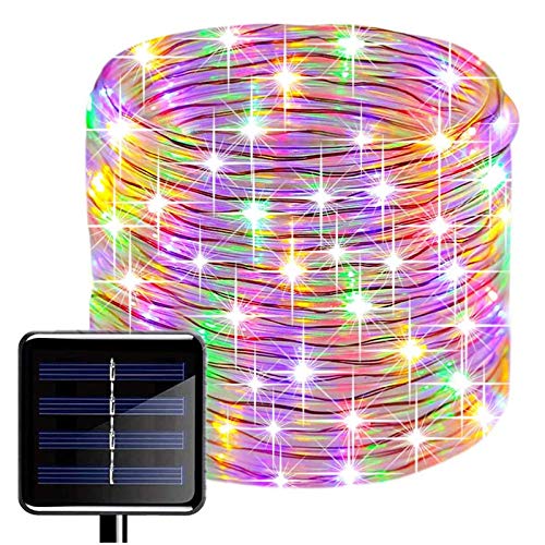 KINGCOO LED Schlauch Lichterkette, Wasserdicht 39 ft/12 m 100 LED Solarlichterkette Röhrenlicht Seil Kupferdraht Weihnachtsbeleuchtung Lichter für Hochzeit Garden Party Außenlichterkette (Mehrfarbig) von KINGCOO