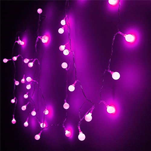 Solar Ball Lichterkette,KINGCOO 23ft 50LEDs Globe Stimmungslichter Solar Schnur Lichter Weihnachtsbeleuchtung Kugel Lichter für Innen Außen Haushalt Garten Beleuchtung(Lila-1) von KINGCOO