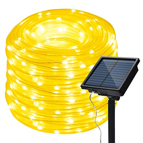 KINGCOO Solar Lichtschlauch Schnur Lichter Außen, Wasserdichte 72FT 200LED 8 Modi Kupfer Draht Seil Rohr Funkelnden Solar Lichterketten für Garten Hochzeit Party Weihnachts Dekorationen (Warmweiß) von KINGCOO