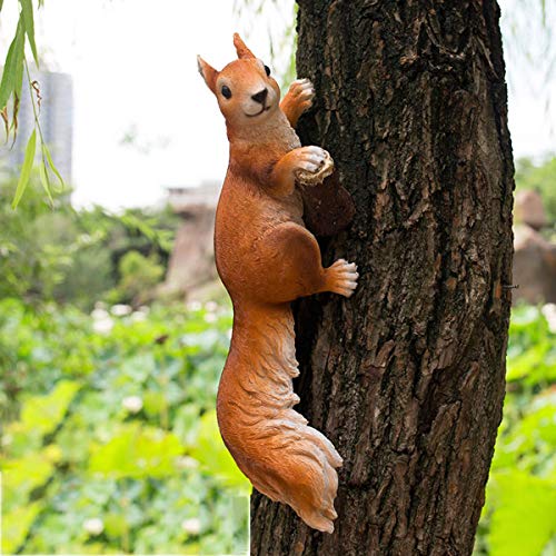 KINGEE Gartenfigur Figuren Dekoration Eichhörnchen Gartendeko Aus Kunstharz Für Außen Garten Wasserdicht Harz, Tier Figur Für Feengarten Balkon Terasse Geschenk,A von KINGEE