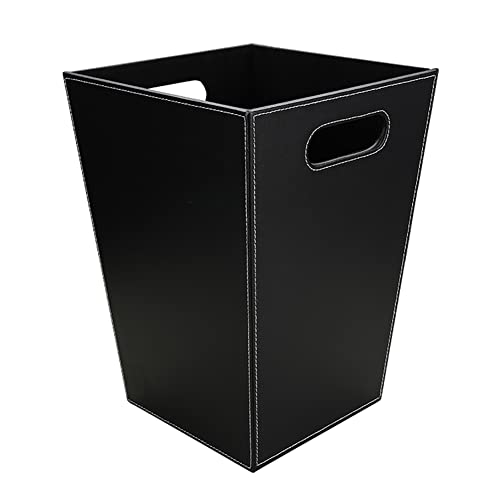 KINGFOM™ Klassisch Leder Papierkorb für Büro/Badezimmer/küche/Schlafzimmer (Platz-Schwarz) von KINGFOM