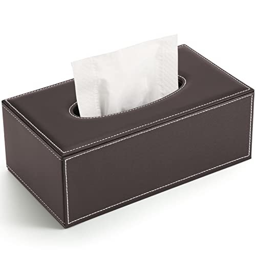 KINGFOM PU Leder Kosmetiktücher Box Taschentuchbox Tissue Box für Büro/Auto/Zuhause (Braun) von KINGFOM