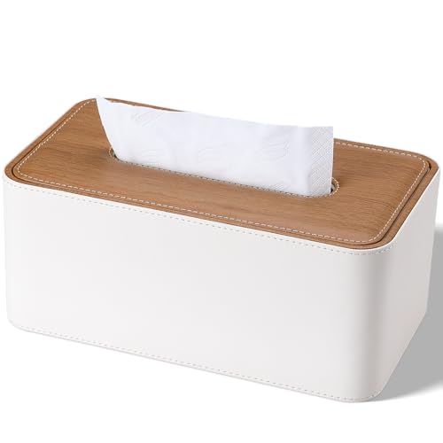 KINGFOM PU Leder Kosmetiktücher Box Taschentuchbox Tücherbox für Büro/Auto/Zuhause (C-Beige) von KINGFOM