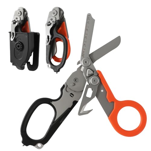 KINGHON 6 in 1 Multifunktions Rettungsschere, Trauma Schere Faltbare mit Gurtschneider und Glasbrecher, Faltbare Scherenzange aus Edelstahl für Outdoor, Überlebens, Zuhause von KINGHON