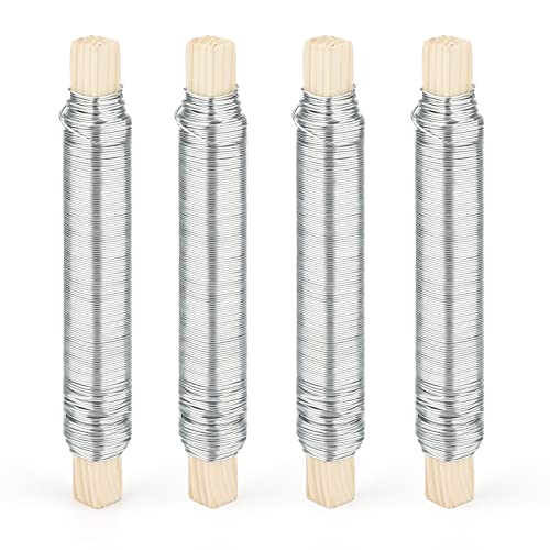 KINGLAKE Bindedraht Wickeldraht Blumendraht Silber - 0.65mm Basteldraht Verzinkt und biegsam, 4er 38m Gartendraht Edelstahl, Rosendraht Metalldraht, Draht Garten für Blumen und Pflanzen von KINGLAKE