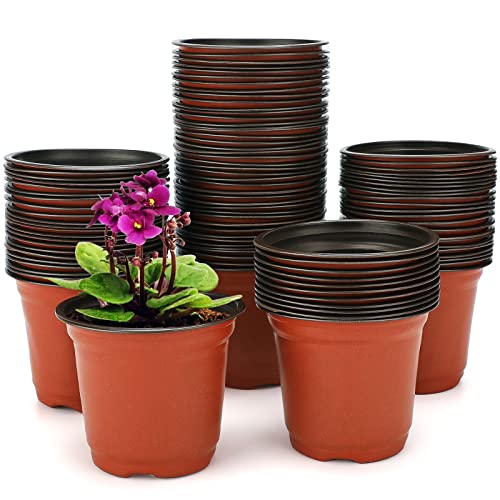 KINGLAKE 100Stück 10CM pflanztöpfe pflanzentöpfe anzucht blumentopf Plastik klein anzuchttöpfe Kunststoff töpfe Pflanzen Garten runde für Samen saftige Blumen von KINGLAKE