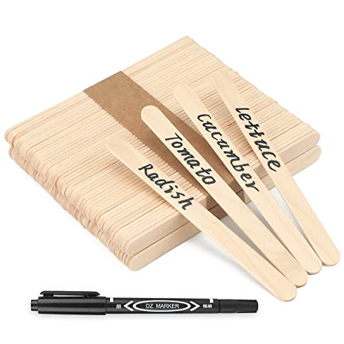 KINGLAKE 100Stück 11,4x1cm Holzstäbchen hölzerne Pflanzenschilder Garten Pflanzenstecker natürliche Hölzerne Pflanzen Etiketten von KINGLAKE