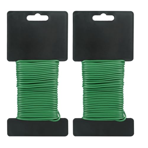 KINGLAKE 2mm Pflanzendraht Gartendraht Ummantelt - 20M Draht, Bindedraht Flexibler, Blumendraht mit Gummiert, Garten Pflanzen Draht Weich für Tomaten, Blumen, Weinreben, Sträucher - Grün (2 Stück 10M) von KINGLAKE