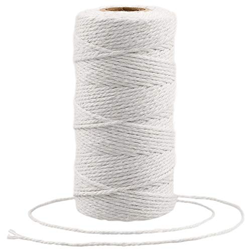 KINGLAKE 2mm Kordel Weiß,100M Baumwollschnur,Makramee Garn,Baumwollgarn Dünn,String Für Backen,Kochen in der Küche,DIY Basteln,Weihnachtsgeschen Kverpackung,Deko von KINGLAKE