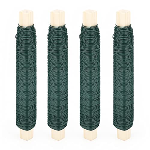 KINGLAKE Bindedraht Wickeldraht Blumendraht Grün - 0.65mm Basteldraht Rostfrei und biegsam, 4er 38m Gartendraht Edelstahl, Rosendraht Metalldraht, Draht Garten für Blumen und Pflanzen von KINGLAKE