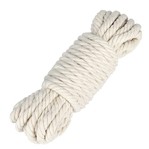 KINGLAKE 12mm- 10M Makramee Garn Baumwollschnur,Kordel Beige Dicke Schnur Makramee Seil- Für Handwerk, Gartenarbeit, Verpackung, Dekoration von KINGLAKE