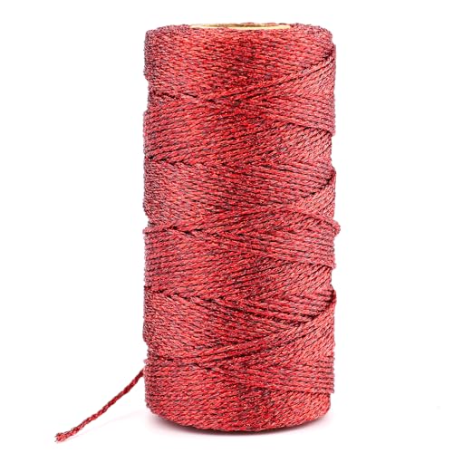 KINGLAKE Kordel Rot 1.5MM, Garn 100M, Schnur Rot, DIY Bastelschnur, Kordelband Unelastisch Zum Basteln, Hochzeitsdekoration, Weihnachtsdekoration oder Verpacken von KINGLAKE