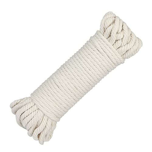 KINGLAKE 6mm- 20m Makramee Garn Baumwollschnur,Kordel Beige Dicke Schnur Makramee Seil- Für Handwerk, Gartenarbeit, Verpackung, Dekoration von KINGLAKE