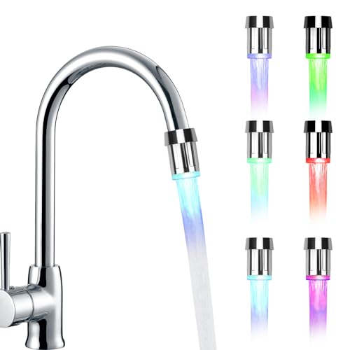 3 Stück LED Wasserhahn Küche, Wasserhahn Licht Aufsatz 7 Farben für Küche Badezimmer Waschbecken von KINGOZOYI
