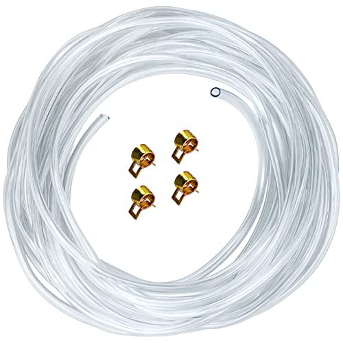 PVC Schlauch 10m, Benzinschlauch 4mm x 6mm mit 4 Schlauchschellen für Wasserschlauch Luftschlauch Ölschlauch Kraftstoffschlauch Benzinschlauch - Transparent von KINGOZOYI