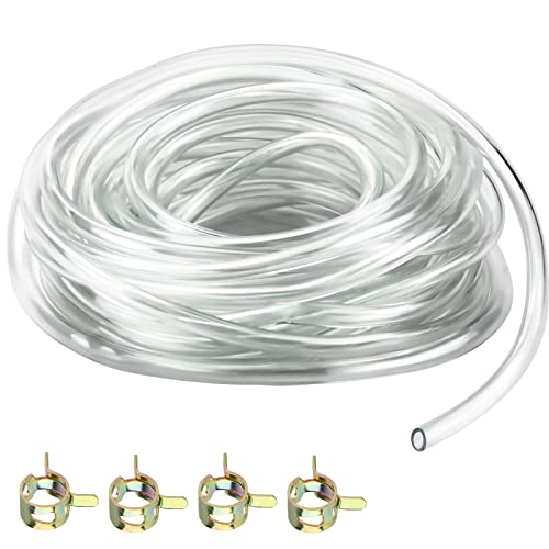 PVC Schlauch 5m, Benzinschlauch 8mm x 11mm mit 4 Schlauchschellen für Wasserschlauch Luftschlauch Ölschlauch Kraftstoffschlauch Benzinschlauch - Transparent von KINGOZOYI