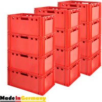 12 Stück E3 Fleischkisten Rot Kisten Eurobox Lebensmittelecht Metzgerkiste Box Aufbewahrungsbox Kunststoff Wanne Plastik Stapelbar Lagerkisten 60 x von KINGPOWER