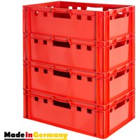 4 Stück E2 Fleischkisten Rot Kisten Eurobox Lebensmittelecht Metzgerkiste Box Aufbewahrungsbox Kunststoff Wanne Plastik Stapelbar Lagerkisten 60 x 40 von KINGPOWER