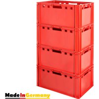4 Stück E3 Fleischkisten Rot Kisten Eurobox Lebensmittelecht Metzgerkiste Box Aufbewahrungsbox Kunststoff Wanne Plastik Stapelbar Lagerkisten 60 x 40 von KINGPOWER