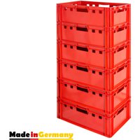 6 Stück E2 Fleischkisten Rot Kisten Eurobox Lebensmittelecht Metzgerkiste Box Aufbewahrungsbox Kunststoff Wanne Plastik Stapelbar Lagerkisten 60 x 40 von KINGPOWER